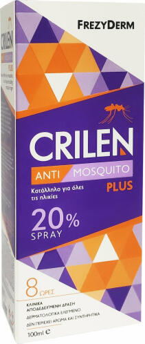 Frezyderm Crilen Anti Mosquito Plus 20% Άοσμο Εντομοαπωθητικό Γαλάκτωμα σε Spray Κατάλληλο για Παιδιά 100ml