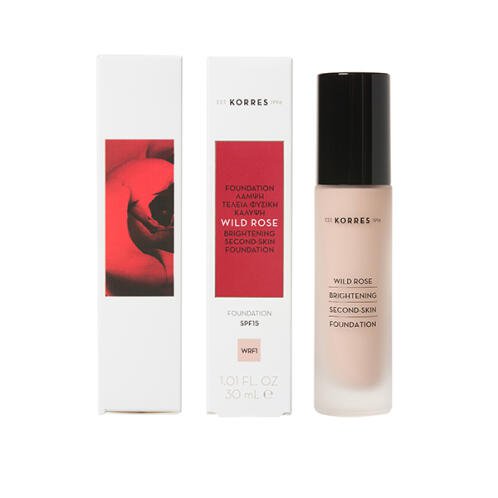 Korres Foundation Άγριο Τριαντάφυλλο SPF15 Απόχρωση WRF1, Υγρό Make-up Μεγάλης Διάρκειας 30ml