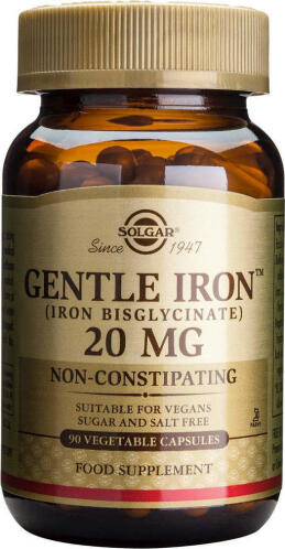 Solgar Gentle Iron 20 mg (Iron Bisglycinate) Συμπλήρωμα Διατροφής με Σίδηρο, 90 φυτοκάψουλες