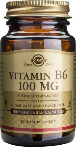 Solgar Vitamin B6 Βιταμίνη για την Υγεία του Νευρικού Συστήματος 100mg 100 φυτικές κάψουλες