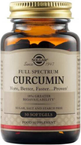 Solgar Full Spectrum Curcumin (30softgels) - Φόρμουλα με Κουρκουμά για Αντιφλεγμονώδη Δράση