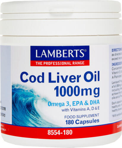 Lamberts Cod Liver Oil Μουρουνέλαιο 1000mg 180 κάψουλες