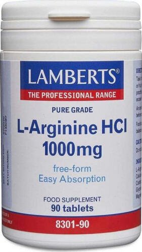 Lamberts L-Arginine 1000mg (90caps) - Αργινίνη, Υγεία Καρδιαγγειακού Συστήματος