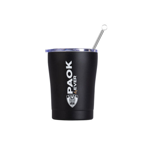 Estia Θερμός Coffee Mug με Καλαμάκι 350ml PAOK BC Μαύρο