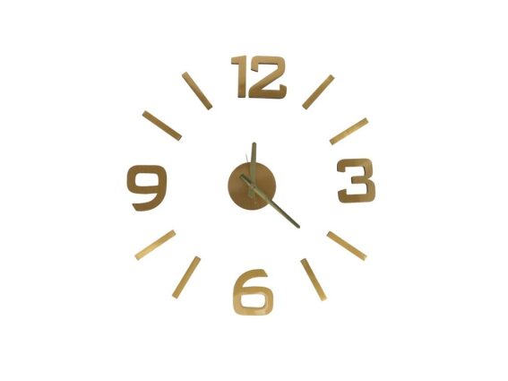 Ρολόι Τοίχου Αυτοκόλλητο σε χρυσό χρώμα, από πλαστικό, 50x2.5x50 cm