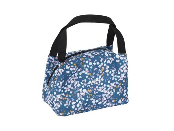 Ισοθερμικό τσαντάκι φαγητού Lunch Bag, Τσάντα ψυγειάκι, σε Floral σχέδια, 17x17x24 cm Μπλε