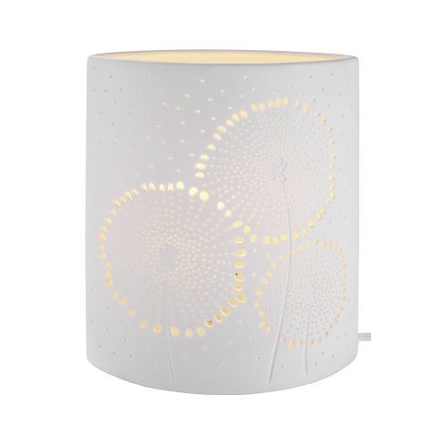 ARTELIBRE Λάμπα Επιτραπέζια Εκλειπτική Με Διακόσμηση Λουλούδι Λευκό Πορσελάνη 10x17x20cm