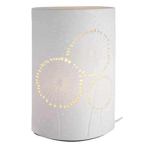 ARTELIBRE Λάμπα Επιτραπέζια Εκλειπτική Με Διακόσμηση Λουλούδι Λευκό Πορσελάνη 12x12x28cm