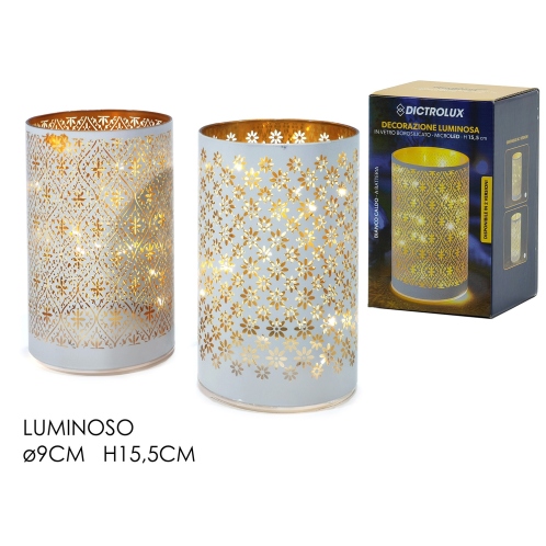 ARTELIBRE Ποτήρι Κηροπήγιο Φωτιζόμενο Με Micro LED Μπαταρίας Λευκό/Χρυσό Γυαλί Φ9x15.5cm Σε 2 Σχέδια