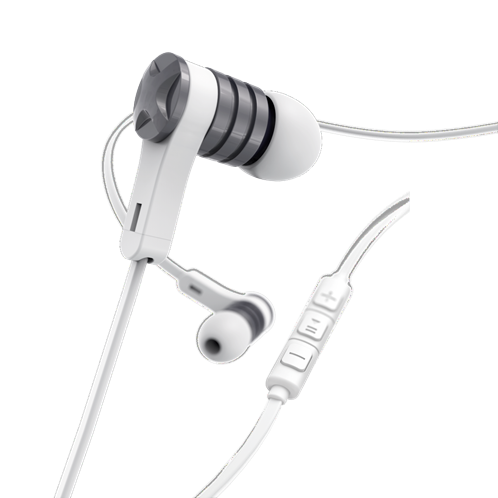Hama "Intense” Ακουστικά, in-ear με επίπεδο καλώδιο , λευκό/ασημένιο