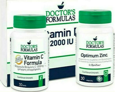 Doctor's Formulas Vitamin C Formula Fast Action 1000 mg 30 caps & Optimum Zinc 15 mg 30 tabs & Δώρο Vitamin D3 2000 IU 60 soft gels Βιταμίνη για Ενέργεια & Ανοσοποιητικό 30 κάψουλες