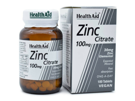 Health Aid Zinc Citrate 100mg Συμπλήρωμα Διατροφής Με Ψευδάργυρο Για Τη Φυσιολογική Λειτουργία Του Ανοσοποιητικού 100 ταμπλέτες