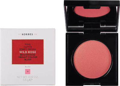 Korres Wild Rose Brightening Blush No.12 Ρουζ Άγριο Τριαντάφυλλο για Λάμψη και Ζωηρό Χρώμα 5.5gr